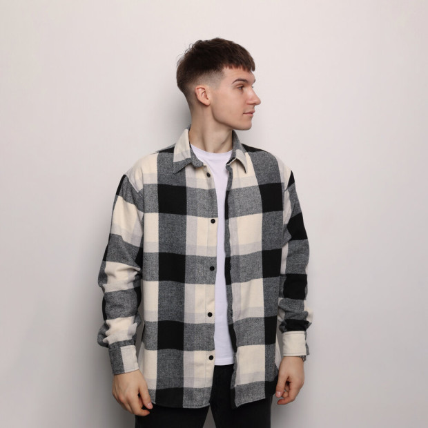 Сорочка Pobedov Tartan Чорно-білий, M - 