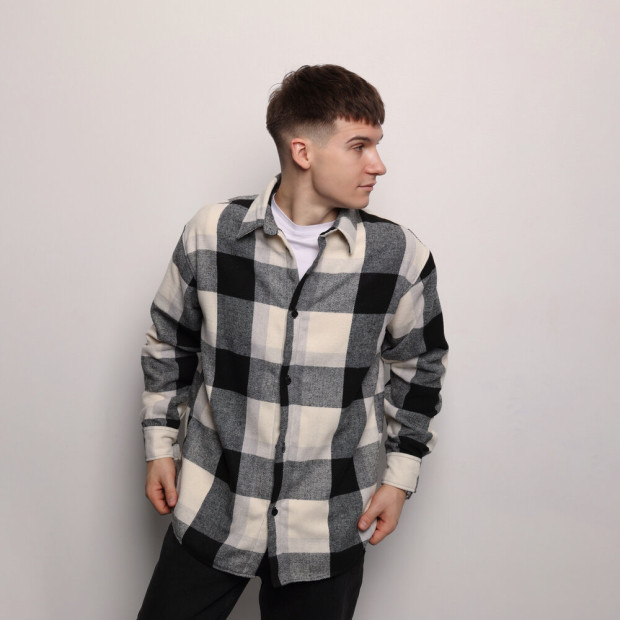 Сорочка Pobedov Tartan Чорно-білий, 2XL - 2