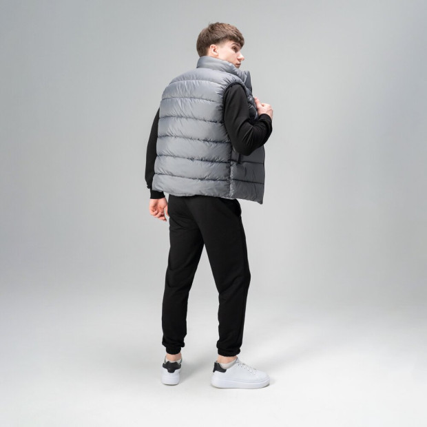 Комплект Жилет Pobedov Puffer + Світшот 001+ Джогери 95 Сіро-чорний, 3XL - 1