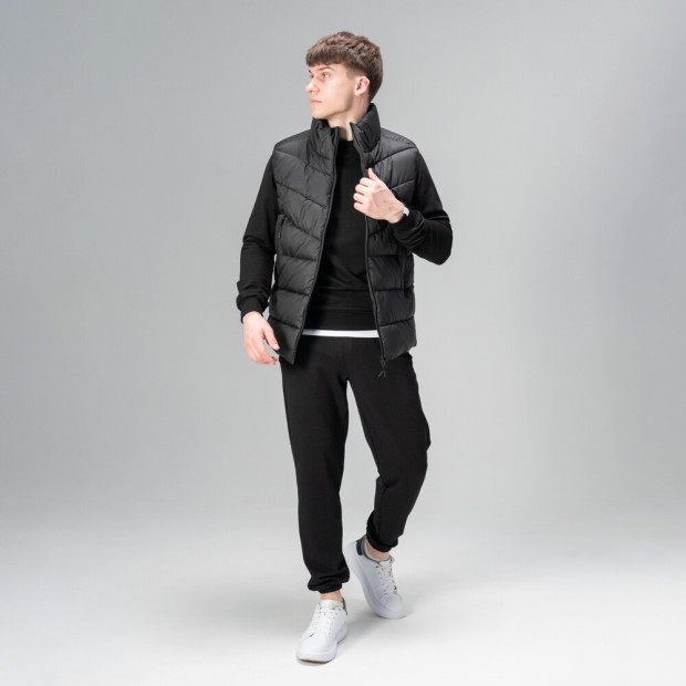 Комплект Жилет Pobedov Puffer + Світшот 001+ Джогери 95 Чорний, 2XL - 