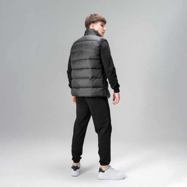 Комплект Жилет Pobedov Puffer + Світшот 001+ Джогери 95 Чорний, 3XL - 1