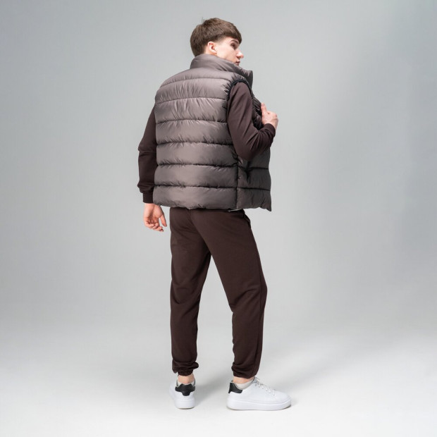 Комплект Жилет Pobedov Puffer + Світшот 001+ Джогери 95 Шоколадний, XL - 1
