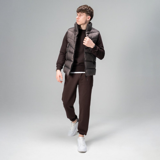 Комплект Жилет Pobedov Puffer + Світшот 001+ Джогери 95 Шоколадний, 3XL - 