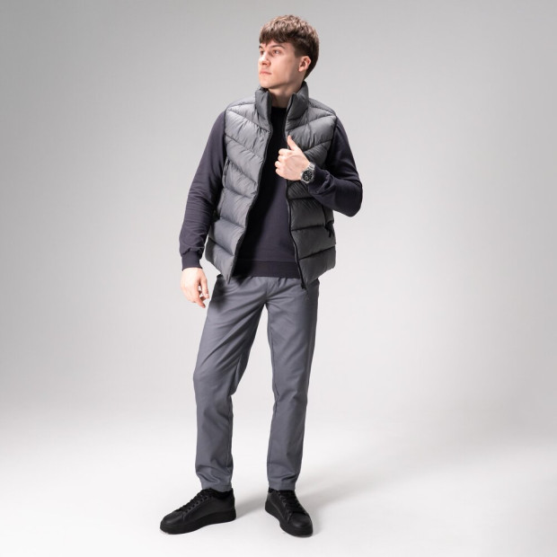 Комплект Жилет Pobedov Puffer + Світшот 001+ Штани Pobedov Step Антрацит, 2XL - 