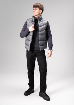 Комплект Жилет Pobedov Puffer + Світшот 001+ Штани Pobedov Step Темно-сіро-чорний, 2XL