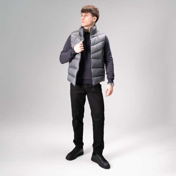 Комплект Жилет Pobedov Puffer + Світшот 001+ Штани Pobedov Step Темно-сіро-чорний, 3XL - 