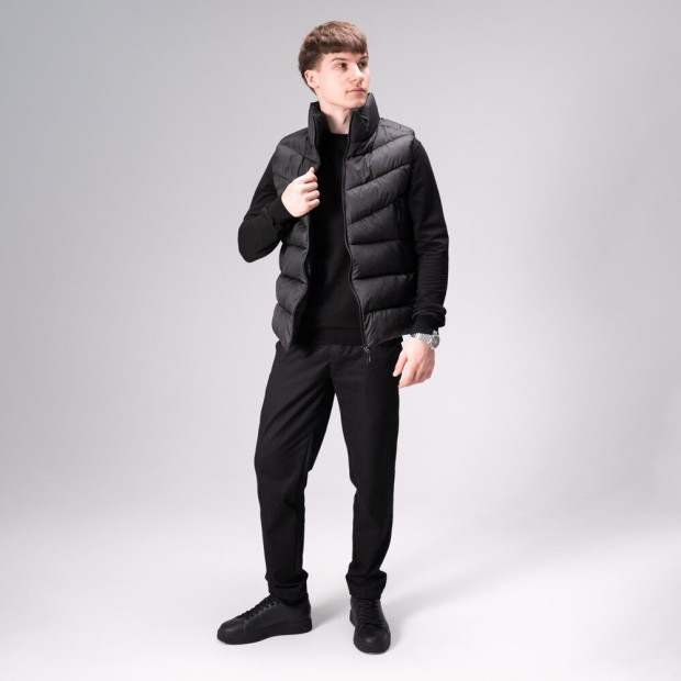 Комплект Жилет Pobedov Puffer + Світшот 001+ Штани Pobedov Step Чорний, XL - 