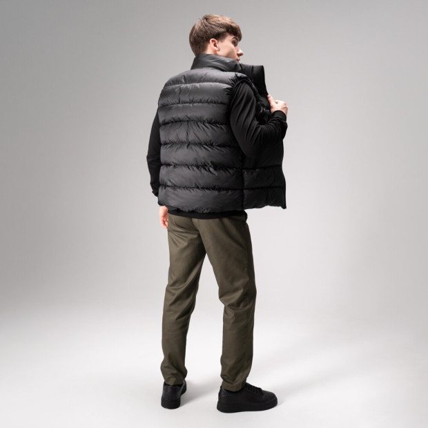 Комплект Жилет Pobedov Puffer + Світшот 001+ Штани Pobedov Step Чорний-хакі, 2XL - 1