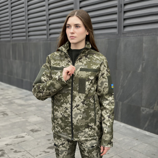 Куртка Pobedov Shadow Жіноча Військова з липучками Піксель, XL - 1