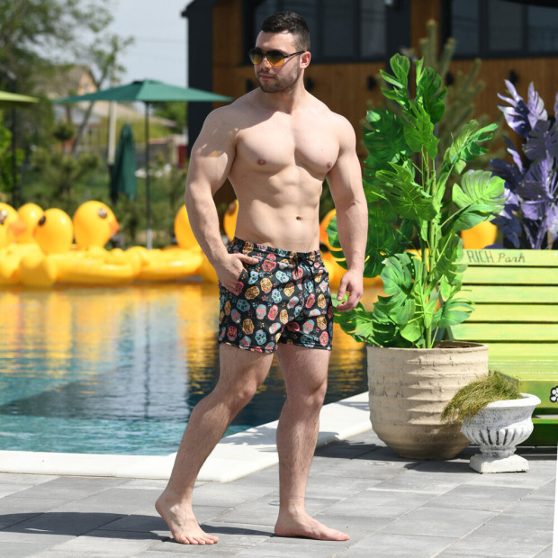 Шорти для плавання Slavni Swimming Pool Print Чорно-кольорові, 2XL - 3