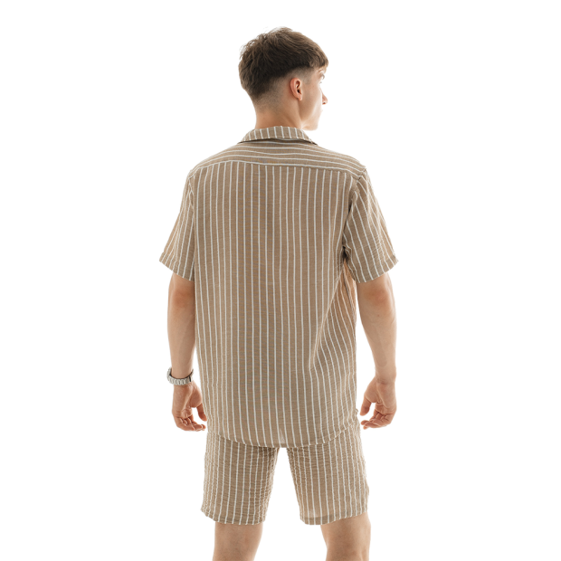Комплект Сорочка Slavni Marsel Print + Шорти Slavni Marsel Print Коричнево-білий - 7