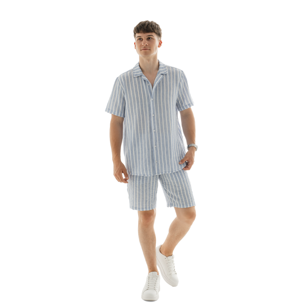 Комплект Сорочка Slavni Marsel Print + Шорти Slavni Marsel Print Блакитно-білий - 1
