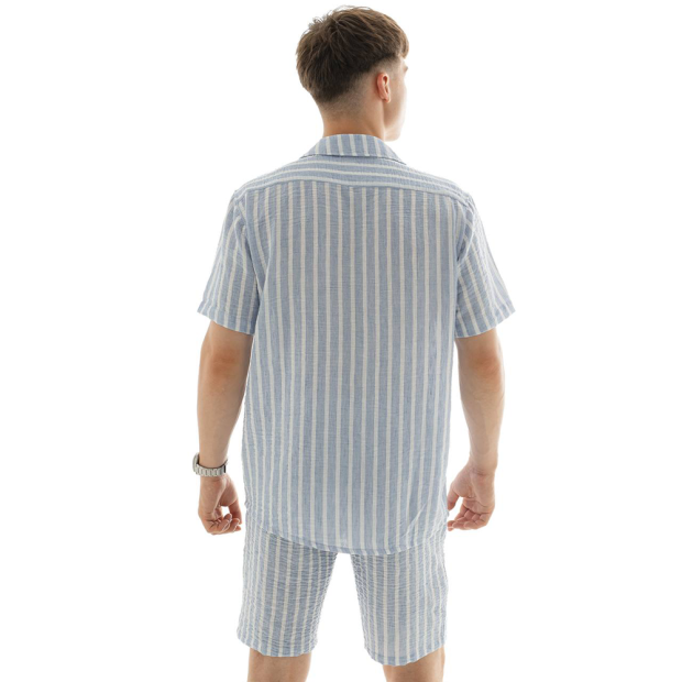 Комплект Сорочка Slavni Marsel Print + Шорти Slavni Marsel Print Блакитно-білий - 7