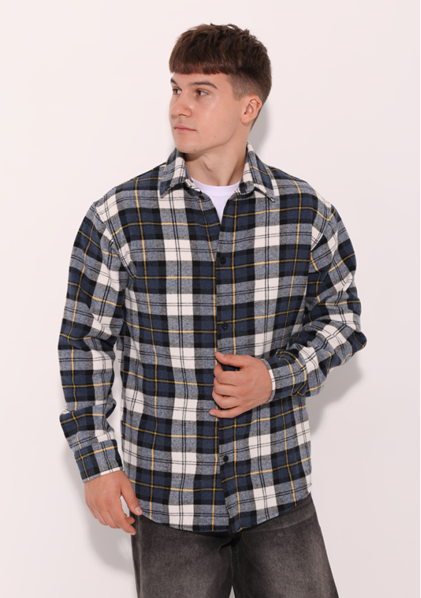Сорочка Pobedov Tartan Синьо-блакитний