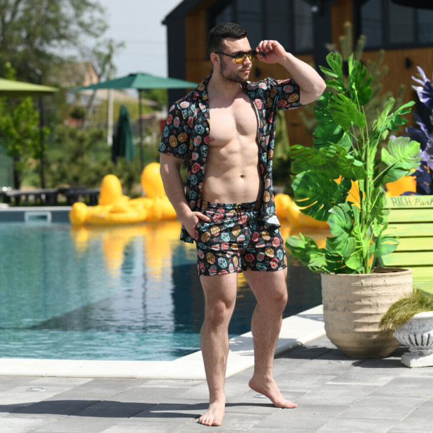 Шорти для плавання Pobedov Pool day Kolorovi cherepy Чорний, L - 5